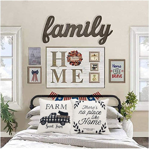 NYDECOR Farmhouse Throw Pillow Covers Quote Pillow Case Cotton Linen Rustic Farm Cushion Cover for Couch Sofa Bed 18x18 Set of 4 Farmhouse Decor Housewarming Gifts